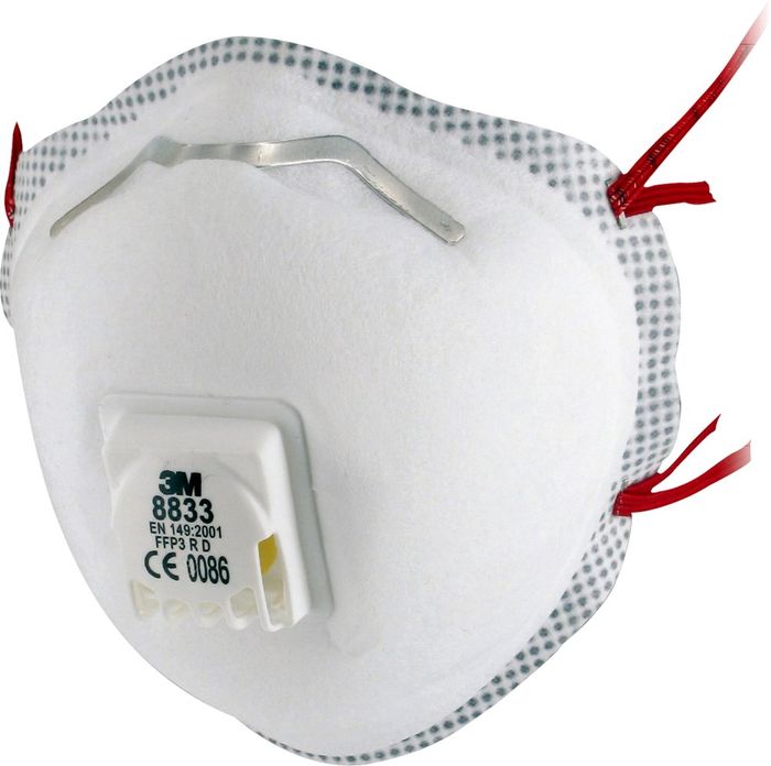 3M 8833S, P3 Onderhoudsvrij Stofmasker met 3M 8833S, P3 Onderhoudsvrij Stofmasker met