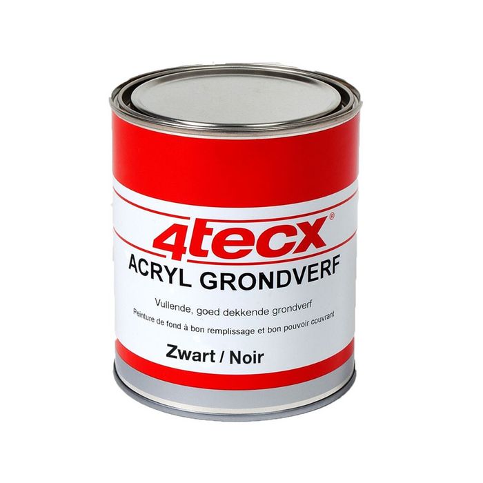 4tecx® Grondverf acryl zwart 0,75ltr 4tecx® Grondverf acryl zwart 0,75ltr