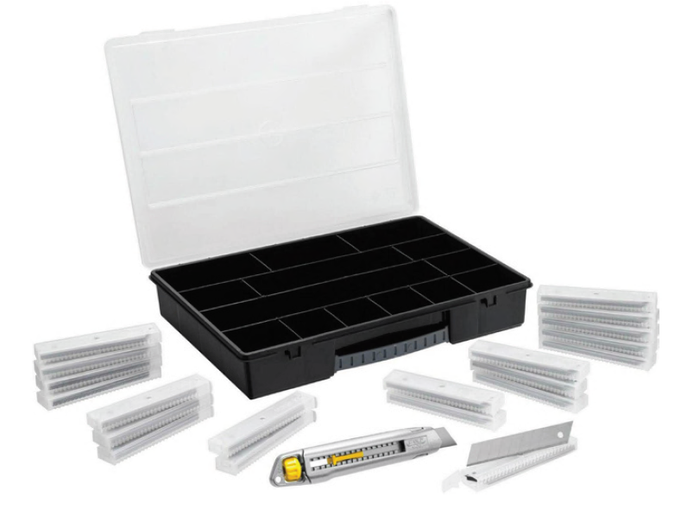 Mapeco 20x10 Afbreekmesjes18mm + Interlockafbreekmes 18mm + Organiser 14 v