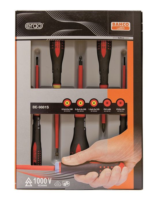 BAHCO Schroevendrset Ergo Vde 5D BE-9881S BAHCO Schroevendrset Ergo Vde 5D BE-9881S