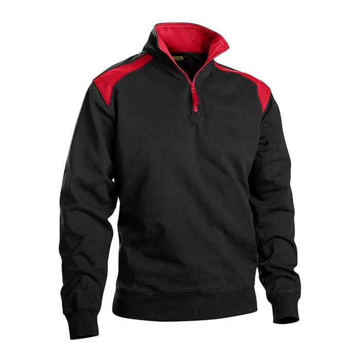 Blåkläder Sweater halve rits zwart/rood zwart/rood
