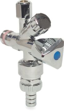 Mega Mega Hoekstopkraan + aansluiting messing1/2x10mm x 1/2 buitendr x knel x tule