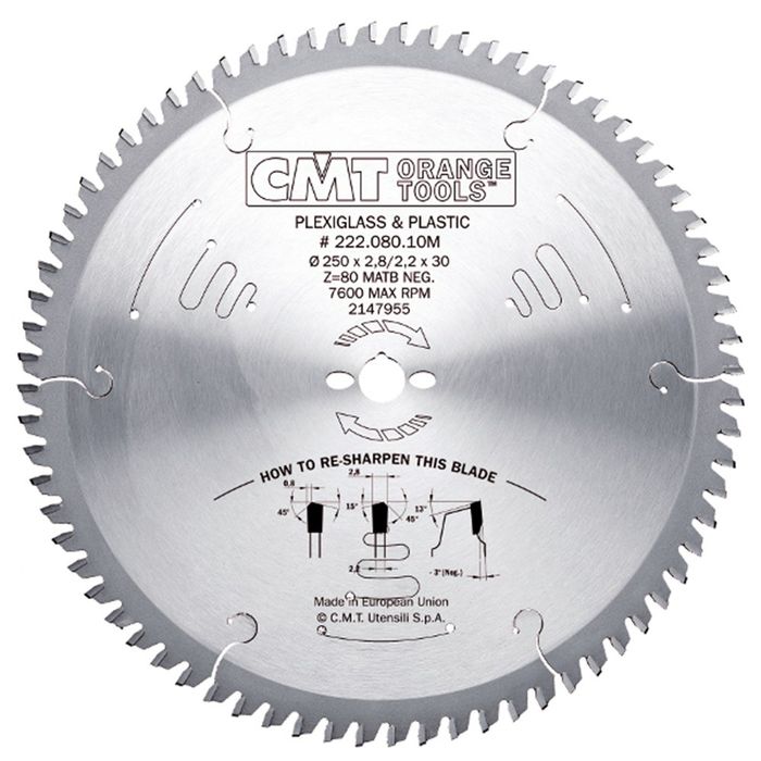 CMT Widia zaagblad Vr Plexi-Glas, Pvc Plaat CMT Widia zaagblad Vr Plexi-Glas, Pvc Plaat