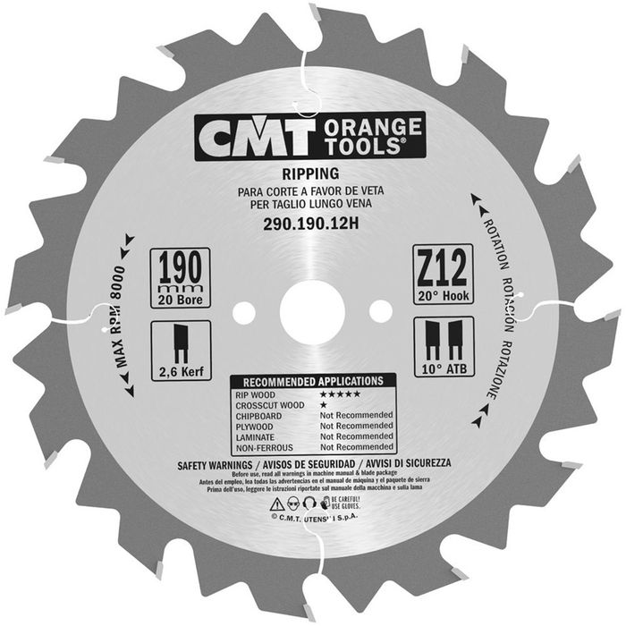 CMT Schulpzaag Voor Handmachines D=190F=ñ20 CMT Schulpzaag Voor Handmachines D=190F=ñ20