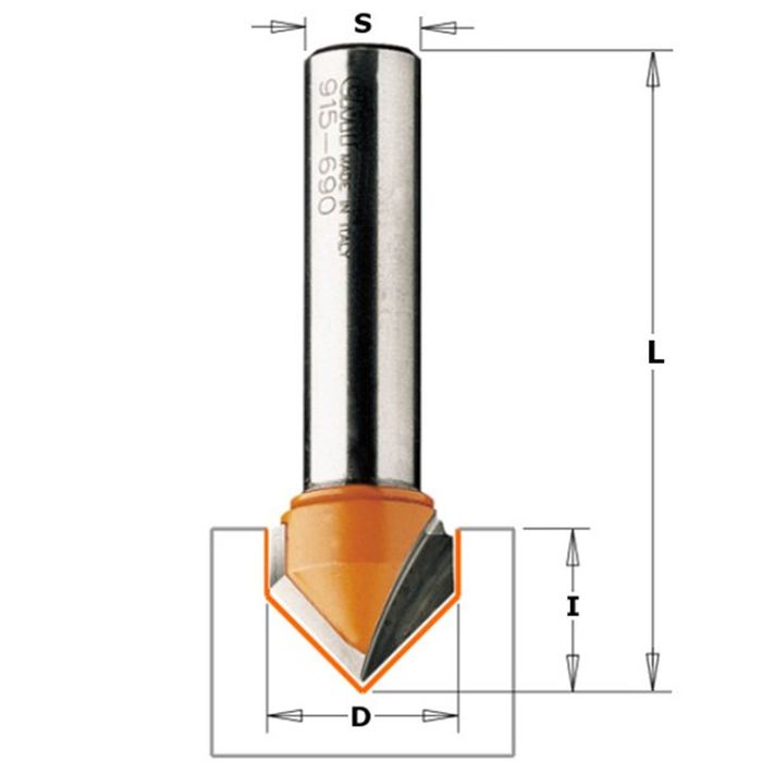 CMT V-Groef Frees 90+ D=16 I=12,7 < 90 CMT V-Groef Frees 90+ D=16 I=12,7 < 90