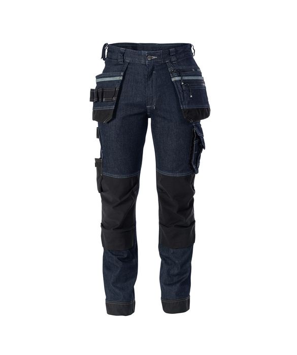 Dassy Melbourne stretch holsterzakkenjeans met kniezakken jeansblauw/zwart jeansblauw/zwart