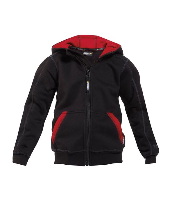 Dassy WatsonKids sweater met lange rits en kap zwart/rood zwart/rood