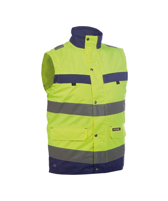 Dassy Bilbao hoge zichtbaarheidsbodywarmer fluogeel/marineblauw fluogeel/marineblauw