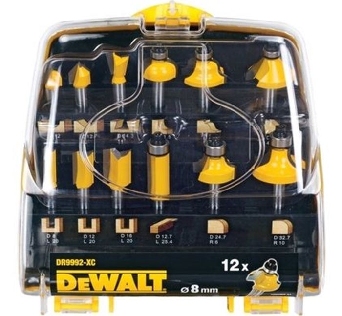 DeWALT Frezenset 12-delig, schacht 8 mm DeWALT Frezenset 12-delig, schacht 8 mm