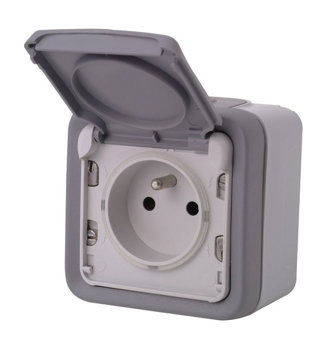 Legrand Stopcontact 2P+A Plexo Grijs Legrand Stopcontact 2P+A Plexo Grijs