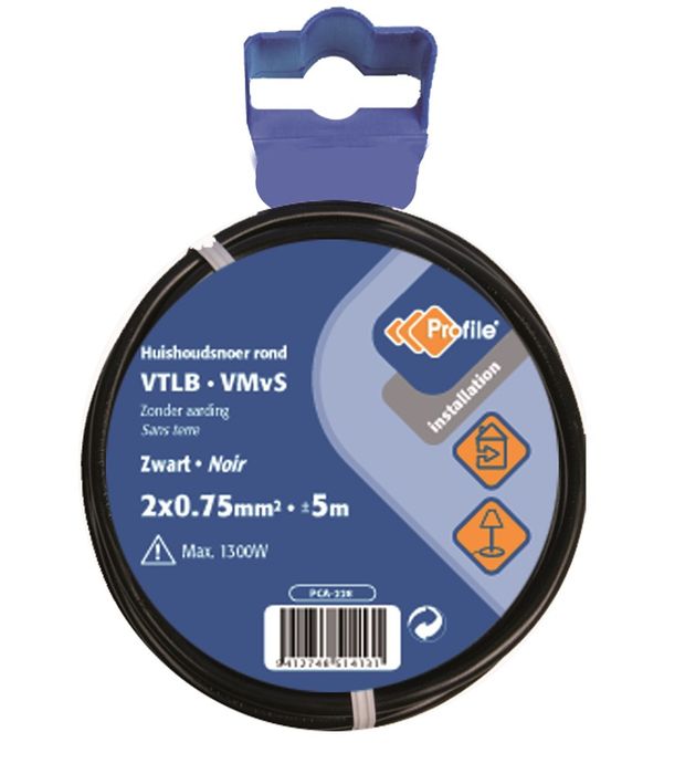Profile Vtlb 2X0.75 Zwart 5M Blister~790410176