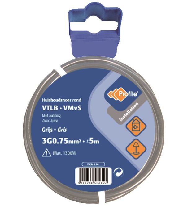 Profile Vtlb 3G0.75 Grijs 5M Blister~790410198 Profile Vtlb 3G0.75 Grijs 5M Blister~790410198