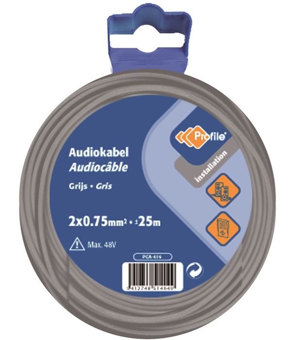 Profile Audiokabel 2X0.75 Grijs 10M Bl