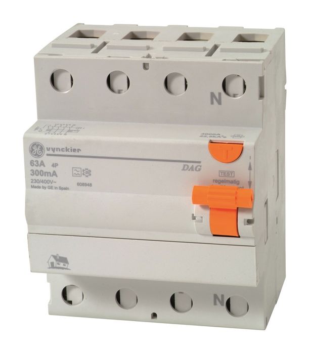GE Vynckier Differentieel 63A 4P 300Ma GE Vynckier Differentieel 63A 4P 300Ma