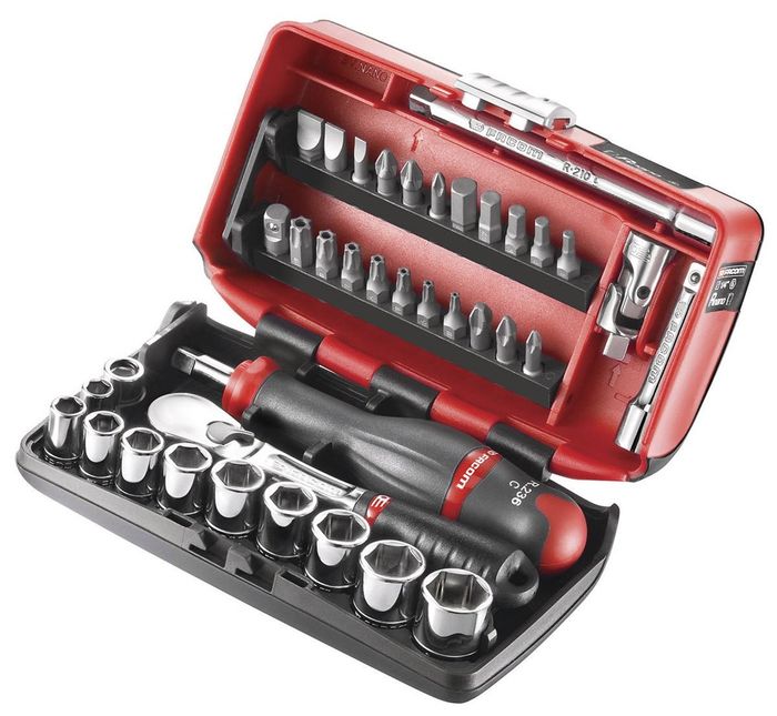 Facom Compacte 1/4 Doppenset 6-Kant Met Facom Compacte 1/4 Doppenset 6-Kant Met