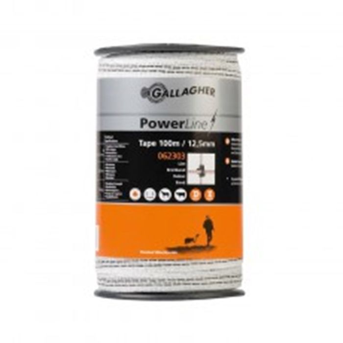 Gallagher Powerline Lint 12,5Mm Wit 100M