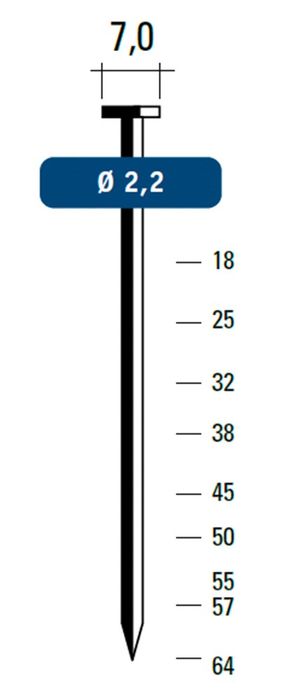 Hewitool St2.2X57 Steel T-Nail 2M