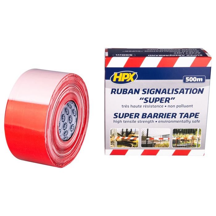 HPX Super Afzetlint - wit/rood 80mm x 500m