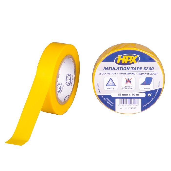 HPX PVC isolatietape - geel 15mm x 10m