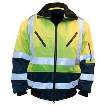 M-Wear Pilotjack blauw/geel fluo geel/marineblauw