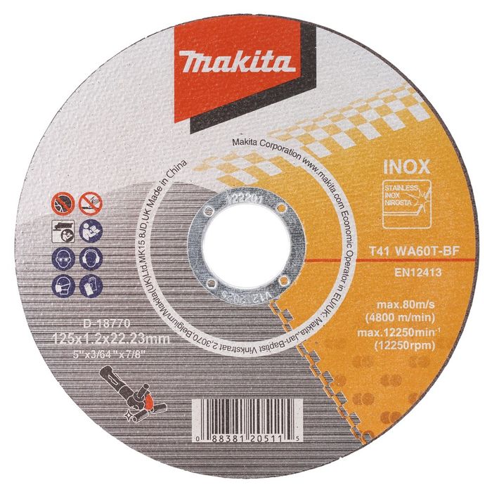 Makita Slijpschijf INOX 125x1,2x22,2mm 10st. Makita Slijpschijf INOX 125x1,2x22,2mm 10st.