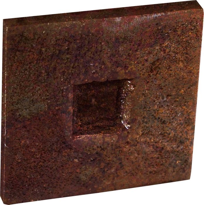 Metafranc  nv knop vierk. ijzer roest kl.36x28mm