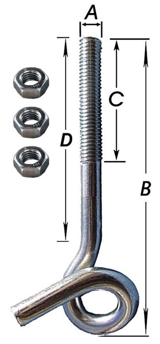 Pardaen 2 Gymnastiekhak.Metaaldr. Rvs M10X120Mm
