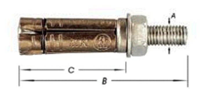 Pardaen 2 Keilbouten Met Moer M6X50 Mm