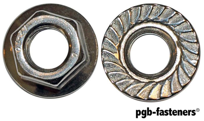 PGB 200St.Zeskant Gekartelde Flensmoer Din PGB 200St.Zeskant Gekartelde Flensmoer Din