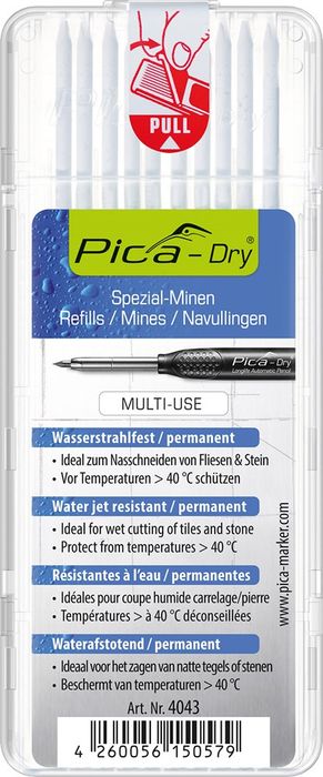 Pica Pica Dry Set Wit Stiften 10 St. 4043 Pica Pica Dry Set Wit Stiften 10 St. 4043
