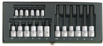 Proxxon Dopsleutelset Hex 1/4+1/2 (18-Dlg.)