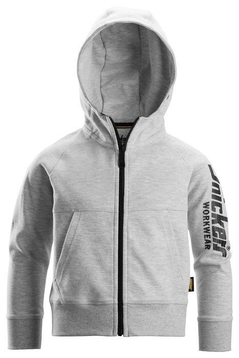 Snickers Workwear Jr Logo Hoodie FZ Gemeleerd Grijs 140