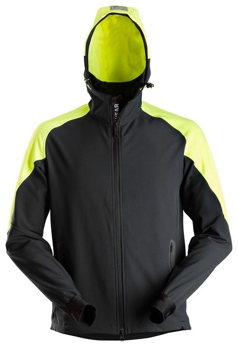 Snickers Workwear Flexiwork Neon FZ Hoodie donkerblauw 8025 donkerblauw/neon geel