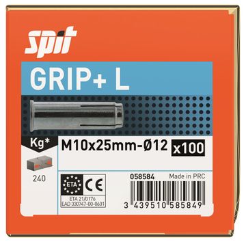 SPIT SPIT GRIP+ L SLAGANKER M10X25 VERZINKT