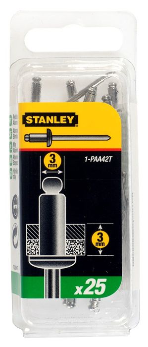 Stanley Popnagels 3X3Mm - 25 Stuks