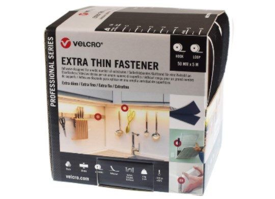 Wedi Trade VELCROÑ brand thin-tape klitband h/l 20 mm Rol 05Mtr. Zwart